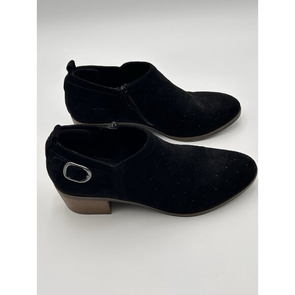 Sonoma Vitalize OrthoLite Faux Suede Zip Ankle Booties Black Buckle Sz 9.5M - Picture 4 of 14